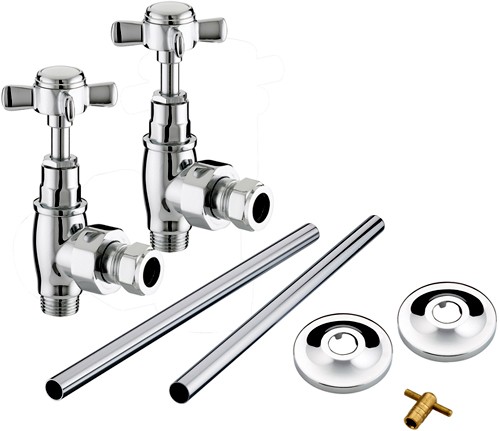 Additional image for Angled Cross Head Radiator Valves Pack (Chrome).