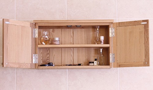 Additional image for Mirror Bathroom Cabinet (Oak). Size 630x380mm.