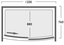 Additional image for Ultra 1200x760 bow shaped jumbo shower enclosure with shower tray.