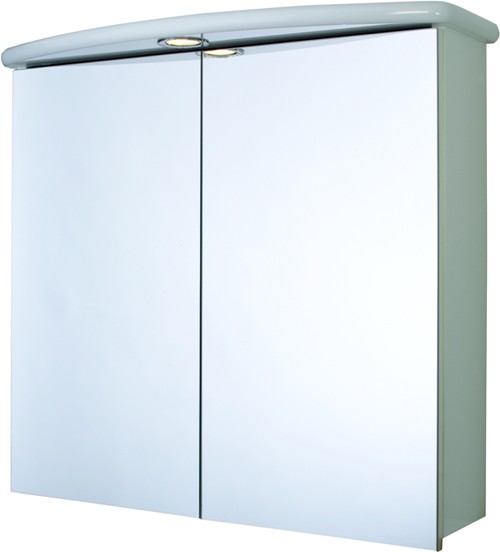 Additional image for 2 Door Bathroom Cabinet, Light & Shaver.  700x640x250mm.