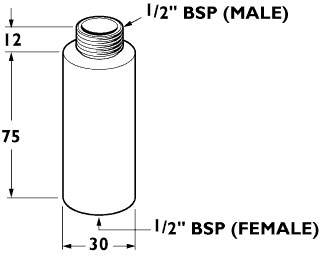 Additional image for 75mm Wall extensions for use with Deva bib faucets (pair).