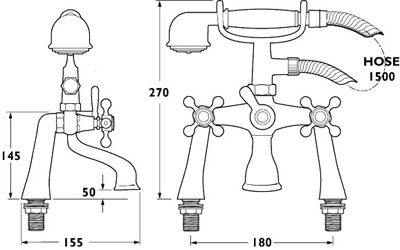 Additional image for Bath Shower Mixer Faucet With Shower Kit (Gold).