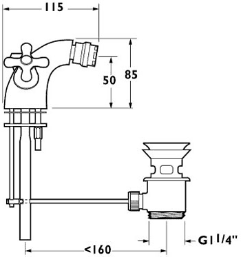 Additional image for Mono Bidet Mixer Faucet With Pop Up Waste (Gold).