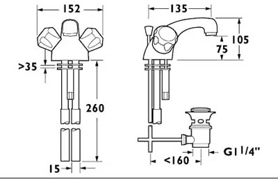 Additional image for Mono Basin Mixer Faucet With Pop Up Waste (Gold).