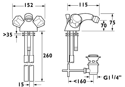 Additional image for Mono Bidet Mixer Faucet With Pop Up Waste (Gold).