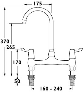Additional image for 3" Lever Bridge Sink Faucet with adjustable centers.