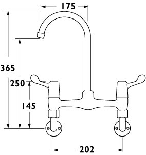 Additional image for 3" Lever Bridge Sink Faucet, Wall Mounted.