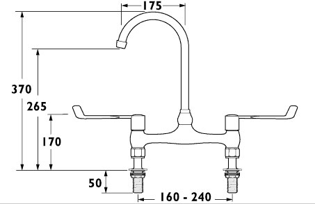 Additional image for Lever Bridge Sink Faucet, Adjustable centers, 6" Long Handles.