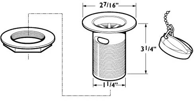 Additional image for 1 1/4" Basin Waste With Brass Plug And Chain (Slotted, Gold).