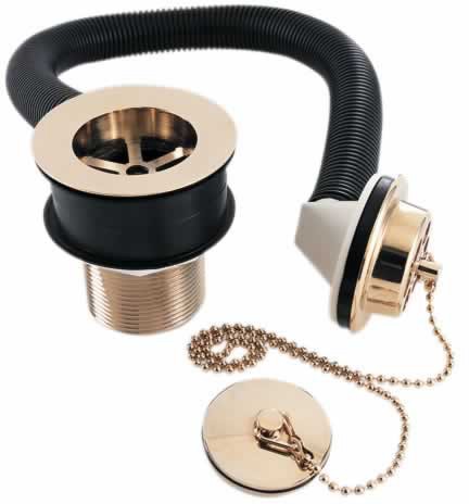 Additional image for Brass Body Bath Waste With Brass Plug And Ball Chain (Gold).