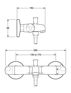 Additional image for Dynamic Wall Mounted Thermostatic Bath Shower Mixer.