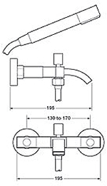 Additional image for Wall Mounted Bath Shower Mixer Faucet With Shower Kit.