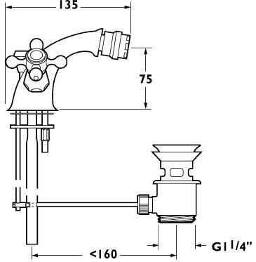 Additional image for Mono Bidet Mixer Faucet With Pop Up Waste (Gold).