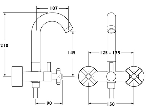 Additional image for Wall Mounted Bath Shower Mixer Faucet With Shower Kit.