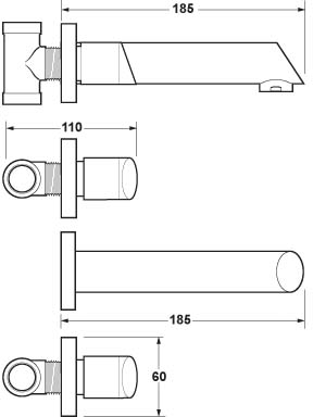 Additional image for 3 Faucet Hole Wall Mounted Basin Mixer Faucet.