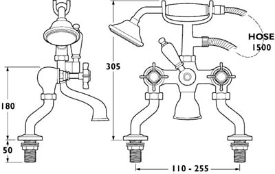 Additional image for Bath Shower Mixer Faucet With Shower Kit (Gold).