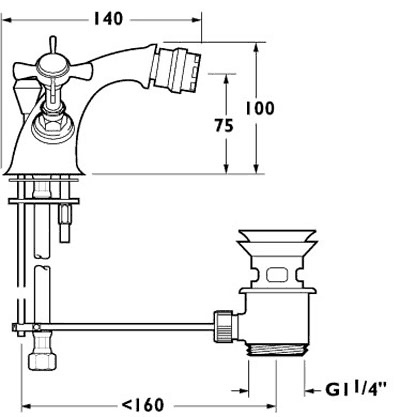 Additional image for Mono Bidet Mixer Faucet With Pop Up Waste (Gold).