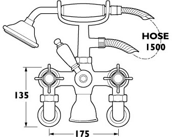 Additional image for Wall Mounted Bath Shower Mixer Faucet With Shower Kit (Gold).