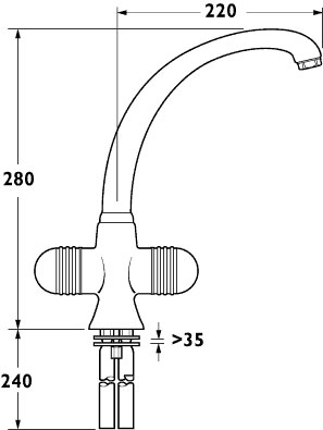 Additional image for Malpenna Monoblock Sink Mixer with Swivel Spout.