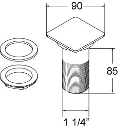 Additional image for 1 1/4" Square Push Button Basin Waste (Chrome).