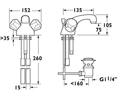 Additional image for Water Saving Monoblock Basin Mixer Faucet + Pop-up Waste.