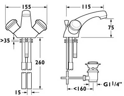 Additional image for Mono Basin Mixer Faucet With Pop Up Waste (Gold).