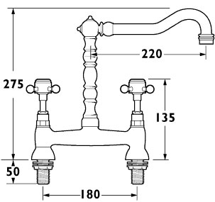 Additional image for Rivieri Bridge Sink Mixer with Swivel Spout (Gold)