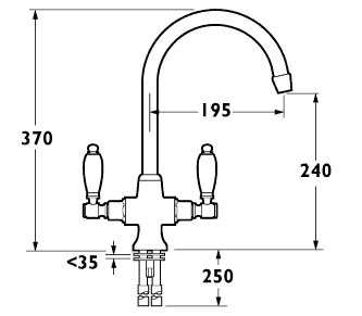 Additional image for Georgian Mono Kitchen Sink Mixer with Swivel Spout (Chrome)