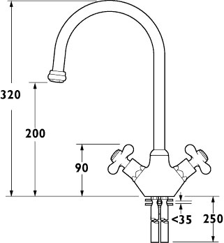 Additional image for Venetian Monoblock Sink Mixer with Swivel Spout (Gold)