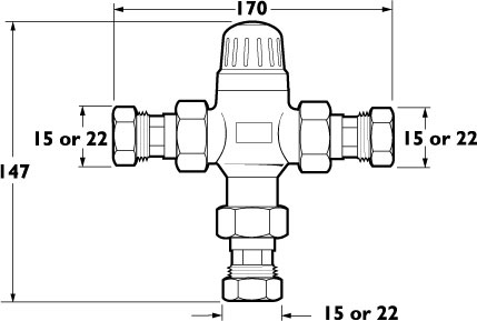 Additional image for 15/22 Combined Thermostatic Blending Valve.