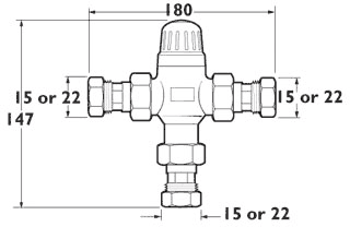 Additional image for TMV2 Combined Thermostatic Blending Valve. 15/22mm.