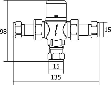 Additional image for TMV3. 15mm Thermostatic Blending Valve.