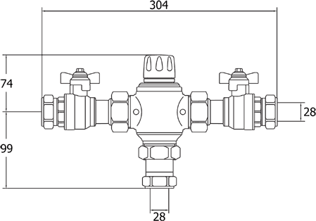 Additional image for TMV2. 28mm Thermostatic Blending Valve.