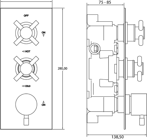 Additional image for Thermostatic TMV2 1/2" Triple Concealed Shower Valve (Chrome).