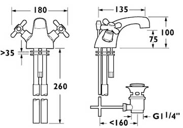 Additional image for Mono Basin Mixer Faucet With Pop Up Waste (Gold).