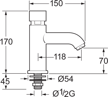 Additional image for Self Closing Basin Faucet (Single Faucet, Chrome).