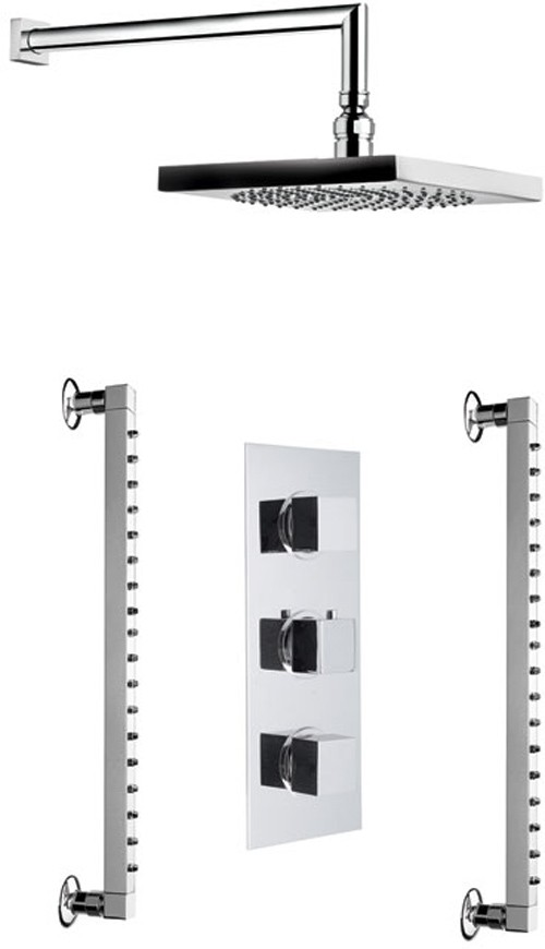 Additional image for Triple thermostatic shower valve with fixed head and 36 jets.