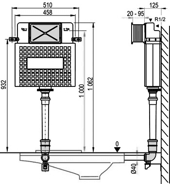 Additional image for Concealed System Dual Flush Toilet Cistern.