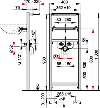 Additional image for Frame For Wall Hung Basin (1000x400mm).