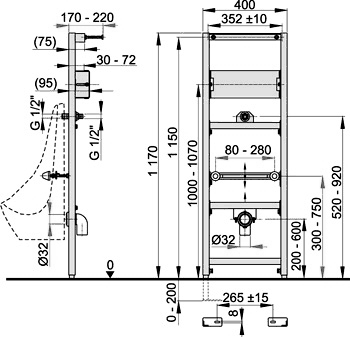 Additional image for Frame For Wall Hung Urinal (1170x400mm).