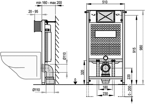 Additional image for Frame With Cistern For Wall Hung WC (980x510mm).