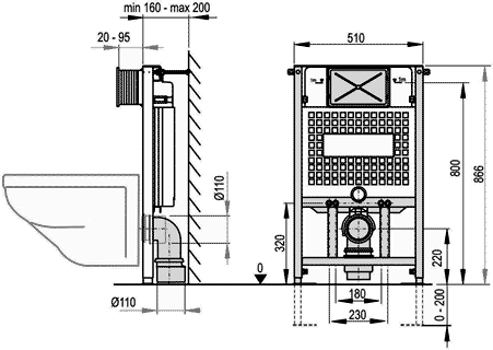 Additional image for Frame With Cistern For Wall Hung WC (866x510mm).