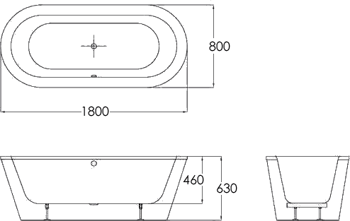 Additional image for Freestanding Bath With Surround Panel.  Size 1800x800x630mm.