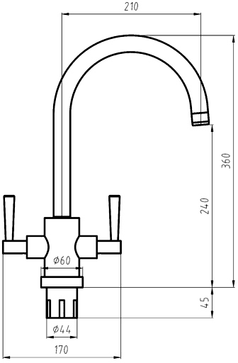 Additional image for Ruby Kitchen Faucet With Twin Lever Controls (Chrome).