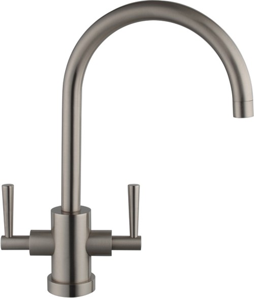 Additional image for Ruby Kitchen Faucet With Twin Lever Controls (Brushed Steel).