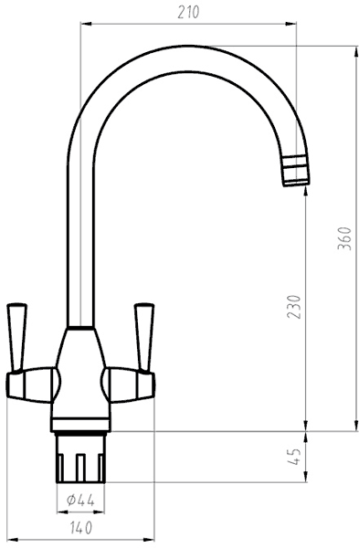 Additional image for Mia Kitchen Faucet With Twin Lever Controls (Chrome).