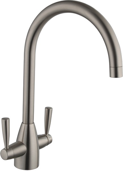 Additional image for Mia Kitchen Faucet With Twin Lever Controls (Brushed Steel).