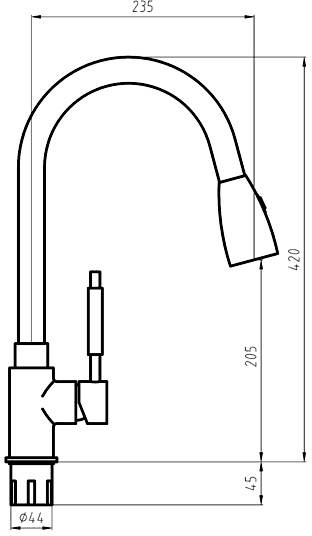 Additional image for Lily Kitchen Faucet With Pull Out Spray Rinser (Chrome).