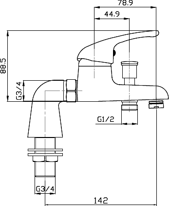 Additional image for Bath Shower Mixer Faucet With Shower Kit (Chrome).