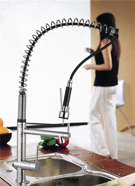 Additional image for Professional tall kitchen faucet with rinser and swivel spout. 750mm High.